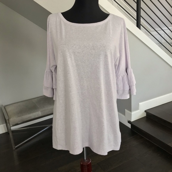 Caslon Tops - CLEARANCE light purple ruffled shoulder tee small